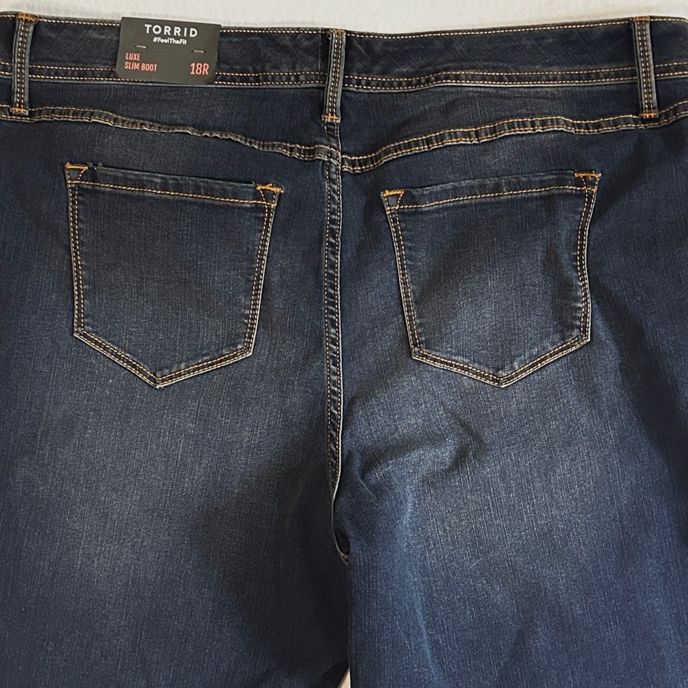 Torrid Luxe Slim Boot Jeans Women's 18R Mid Rise Stretch Bootcut Dark Wash NWT - Picture 5 of 10